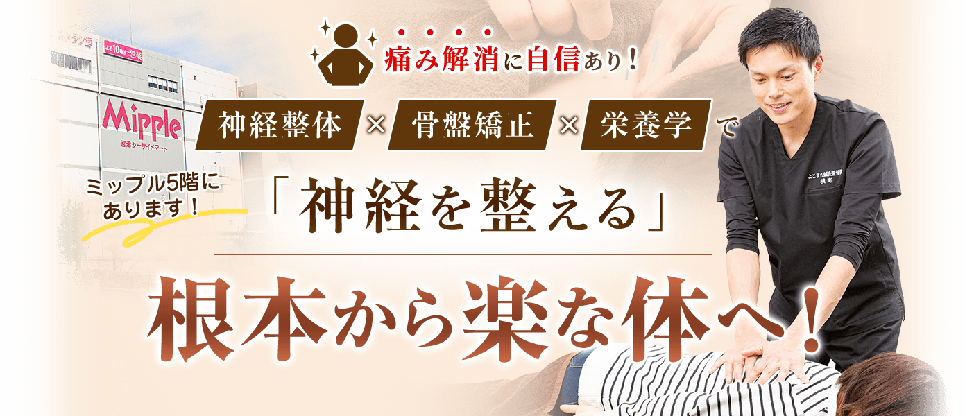 神経整体x骨盤矯正x栄養学で「神経を整える」根本から楽な身体へ！ よこまち鍼灸整骨院